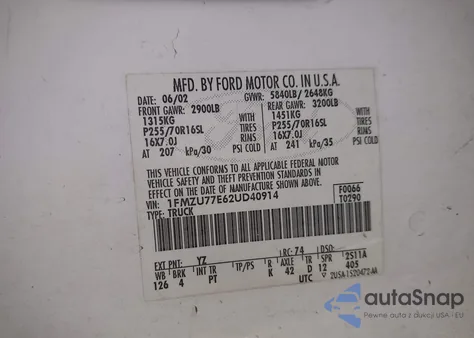 2002 Ford Explorer Sport Trac z USA, uszkodzony, nr VIN 1FMZU77E62UD40914